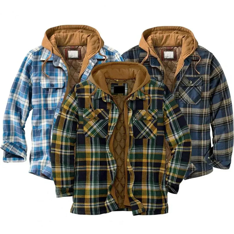 LM | Hooded shirt jacket in cotton flannel