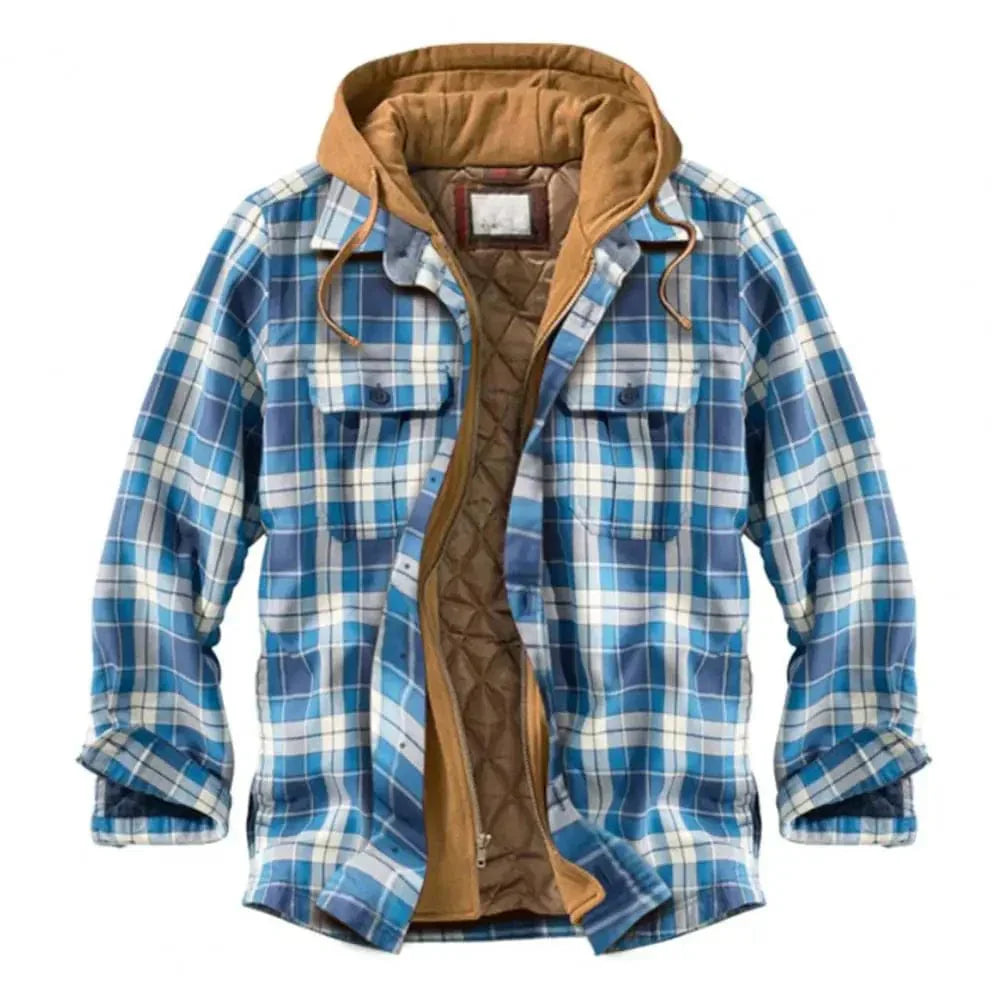 LM | Hooded shirt jacket in cotton flannel