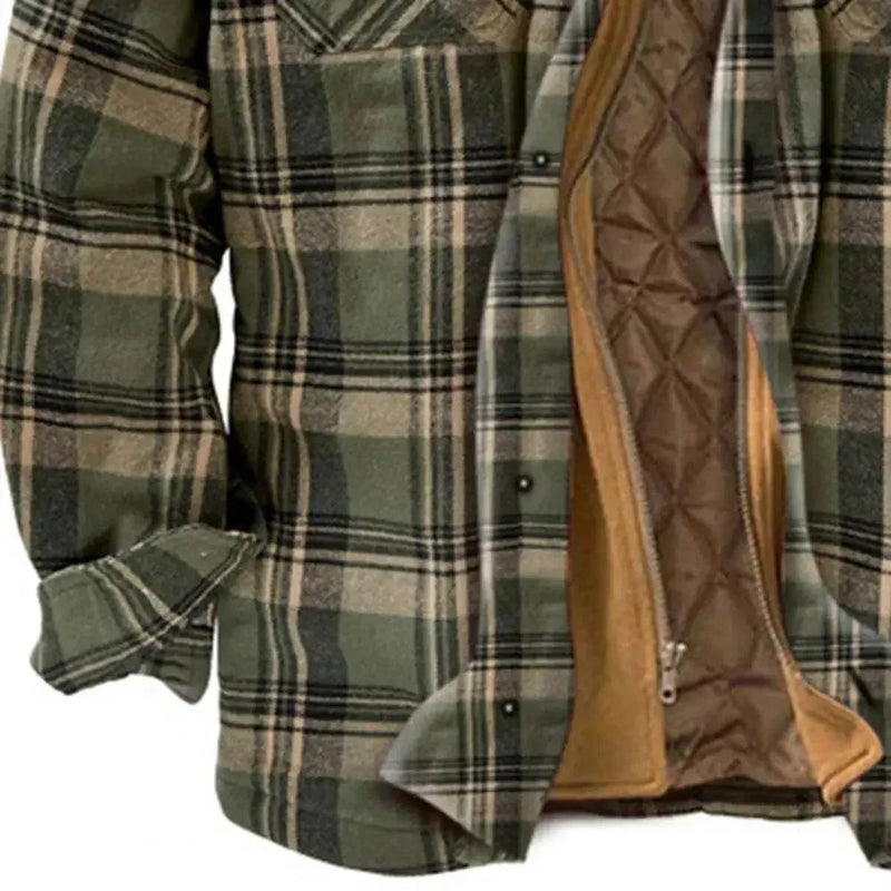LM | Hooded shirt jacket in cotton flannel