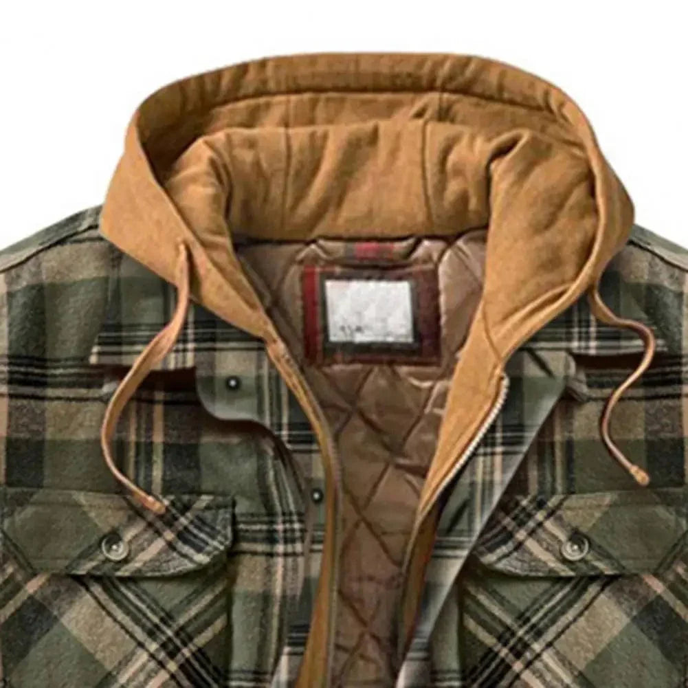LM | Hooded shirt jacket in cotton flannel