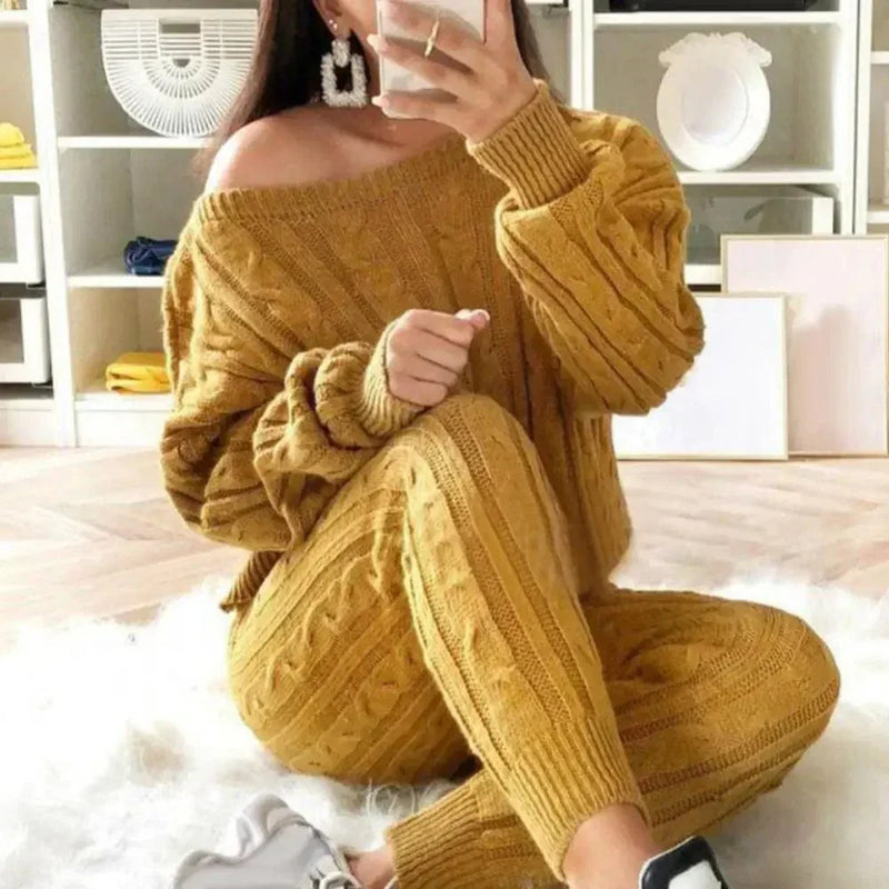 LM | MW -Women's 2-piece long knit suit with thick sweater