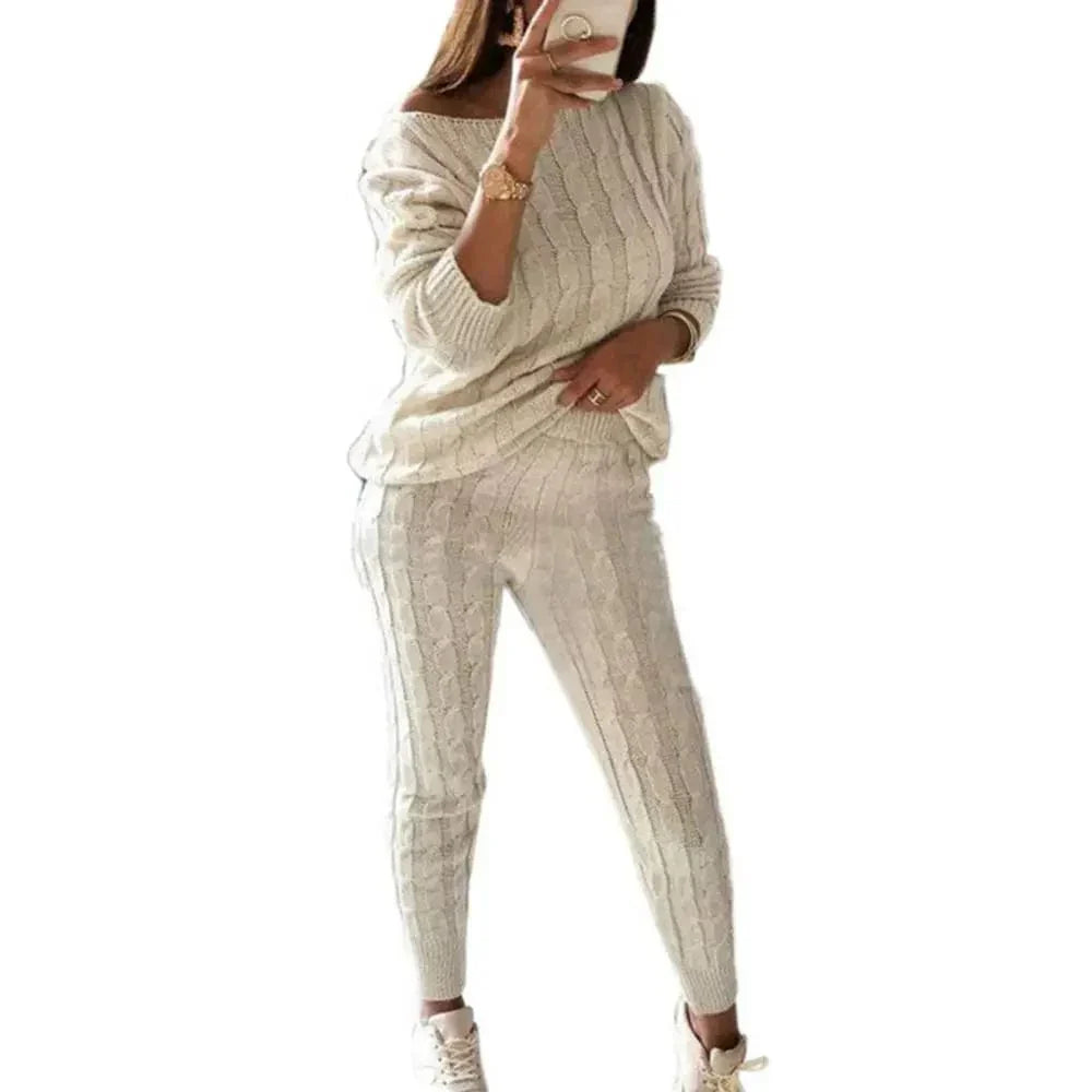 LM | MW -Women's 2-piece long knit suit with thick sweater