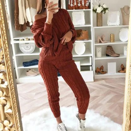 LM | MW -Women's 2-piece long knit suit with thick sweater