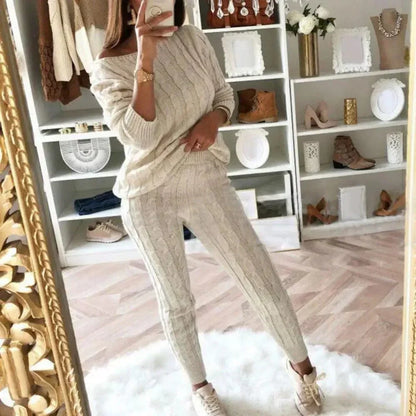 LM | MW -Women's 2-piece long knit suit with thick sweater