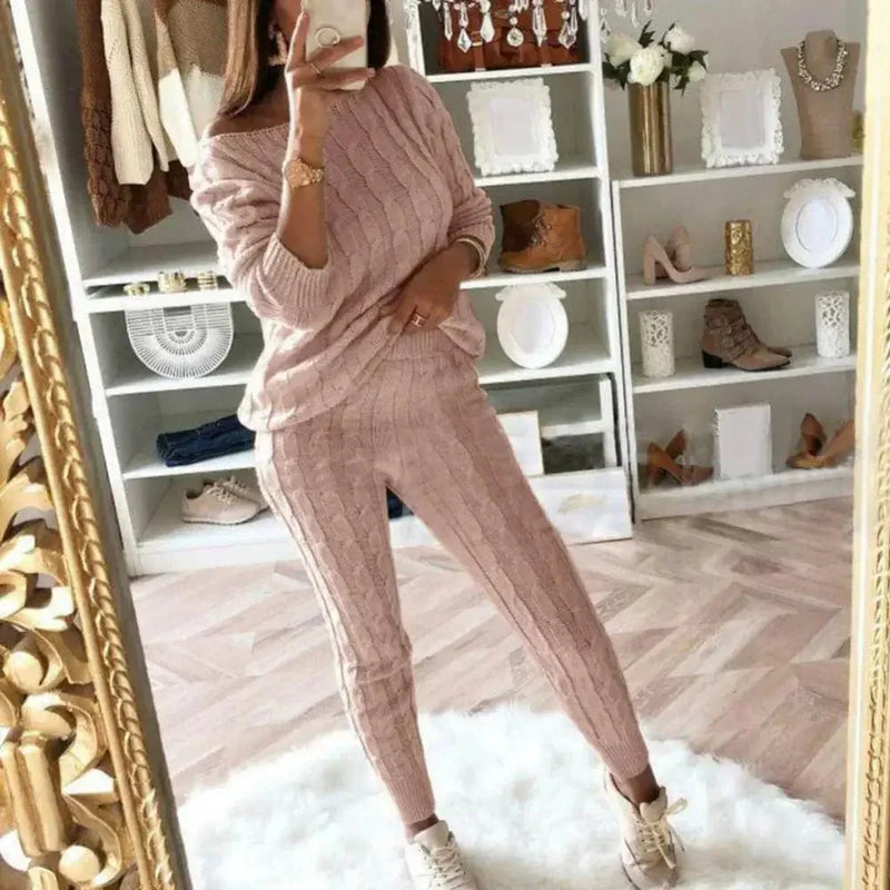 LM | MW -Women's 2-piece long knit suit with thick sweater