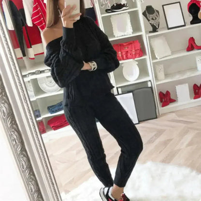 LM | MW -Women's 2-piece long knit suit with thick sweater