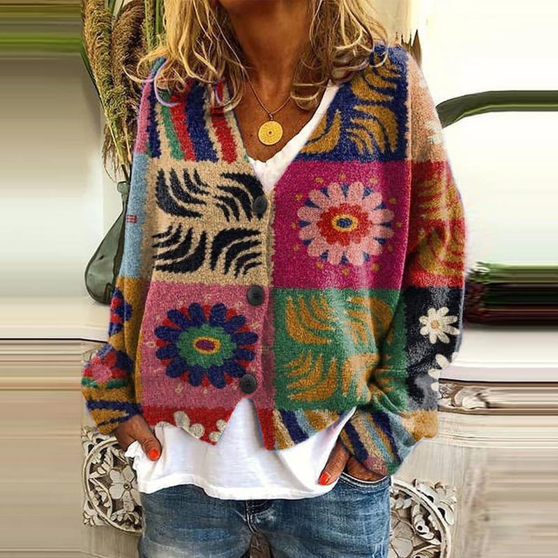 LM | Printed cardigan with button placket