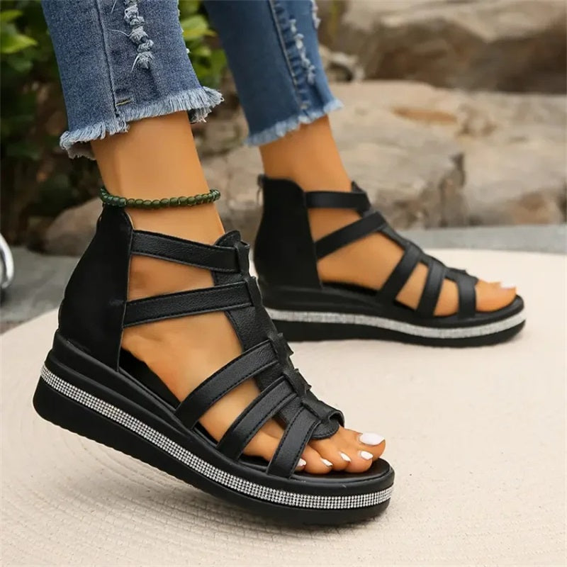 LM | Wedge sandals with rhinestones