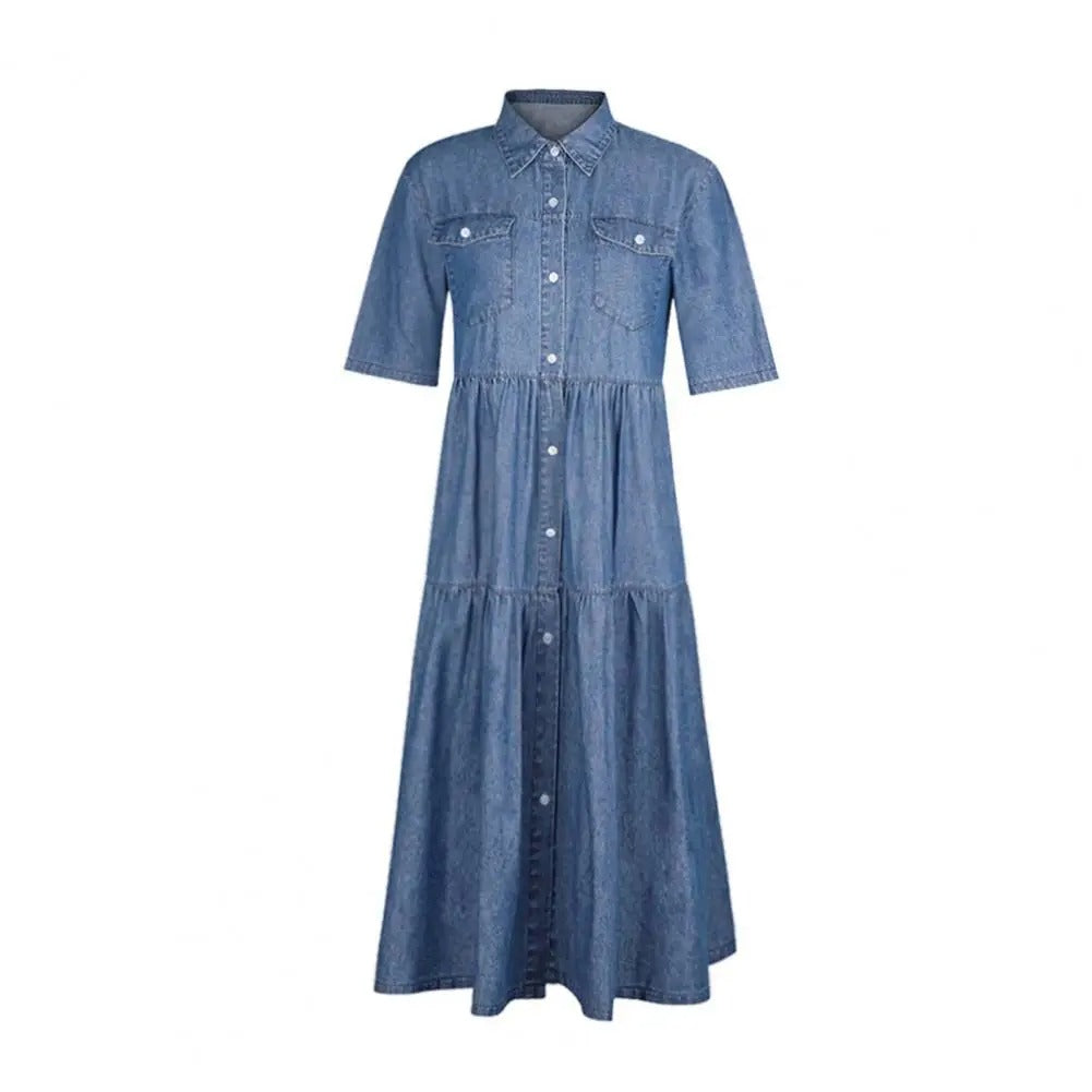 LM | Denim dress with short sleeves