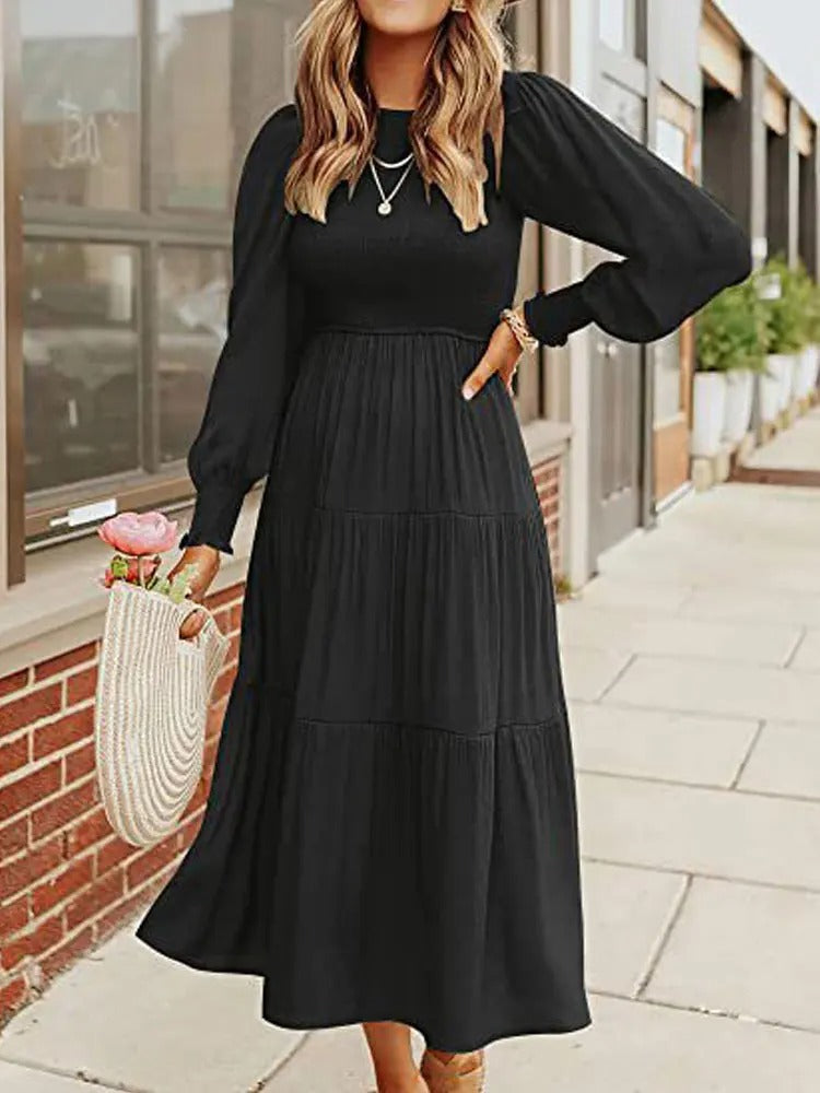 LM | Long-sleeved midi dress with tuxedos