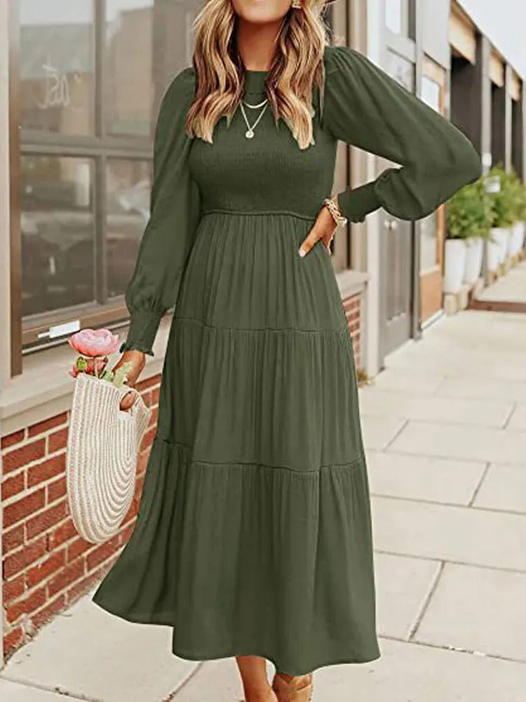 LM | Long-sleeved midi dress with tuxedos