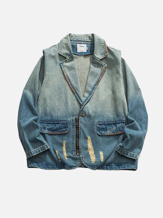 LM | Vintage denim jacket with fringes